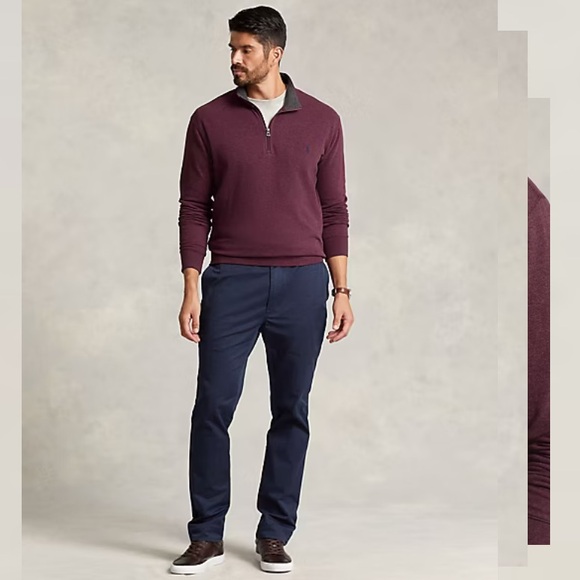 Polo by Ralph Lauren Men's Maroon& heather gray Zip-Up Sweater Sz.XLT - Picture 3 of 16